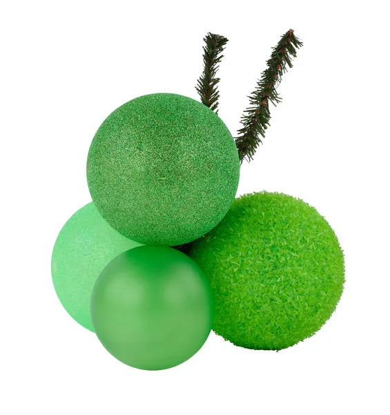 80/100MM GLITTER/FOIL BALL CLUSTER BRIGHT GREEN
