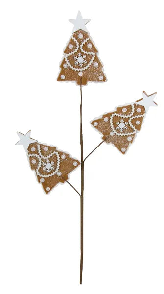 27.5"L GINGERBREAD CHRISTMAS TREE SPRAY - Burlap and Bling Decor