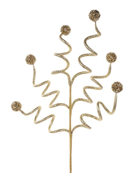 28"L GLITTER BALL SPRAY GOLD - Burlap and Bling Decor