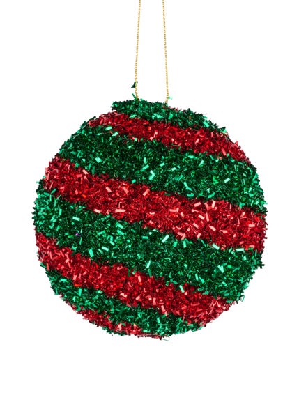 4"DIA V CUT FOIL SWIRL ORNAMENT RED/EMERALD GREEN - Burlap and Bling Decor