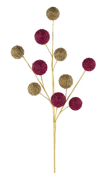 CURLY FOIL BALL SPRAY FUCHSIA/GOLD
