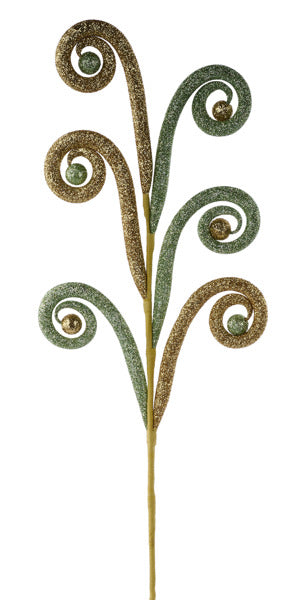 28.5"L GLTTR TUBING COIL/BALL SPRAY SAGE GREEN/GOLD - Burlap and Bling Decor