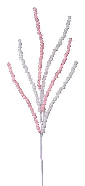 GLITTER BEAD SPIKE SPRAY IRID PINK/WHITE