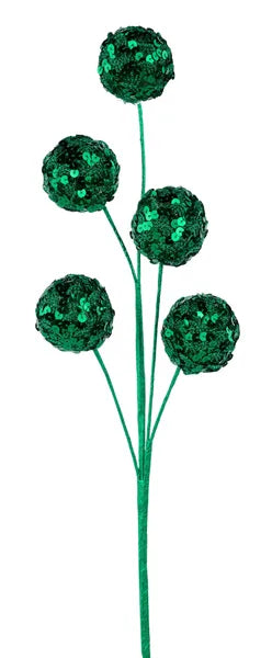 23"L SEQUIN/LACE BALL SPRAY  EMERALD GREEN - Burlap and Bling Decor