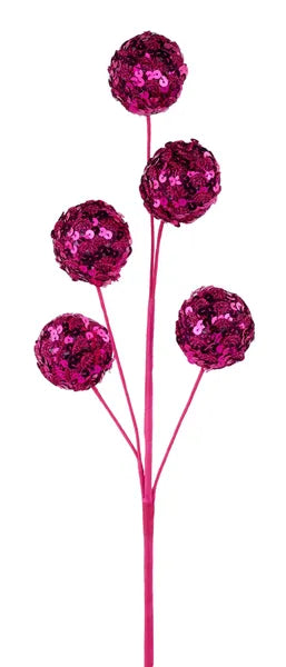 23"L SEQUIN/LACE BALL SPRAY  FUCHSIA - Burlap and Bling Decor