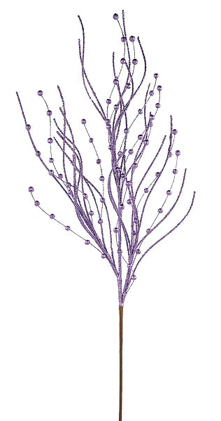 GLITTER BALL CURLY TWIG SPRAY LAVENDER