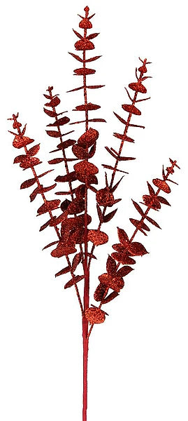 32"L GLITTER EUCALYPTUS SPRAY RED