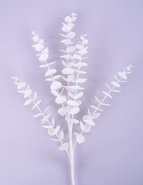 32"L GLITTER EUCALYPTUS SPRAY WHITE