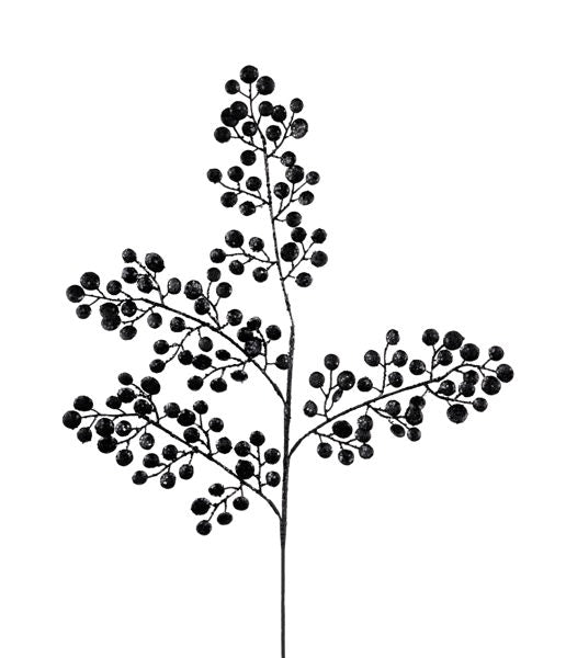 33"L GLITTER ROUND LEAF SPRAY BLACK - Burlap and Bling Decor