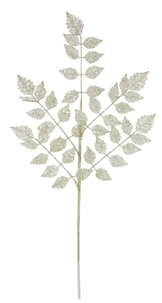 30"L GLITTER ROSE LEAF SPRAY LIGHT GOLD - Burlap and Bling Decor