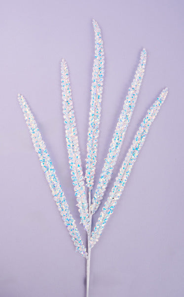 32"L GLITTER/METALLIC FERN SPRAY WHITE/IRIDESCENT - Burlap and Bling Decor
