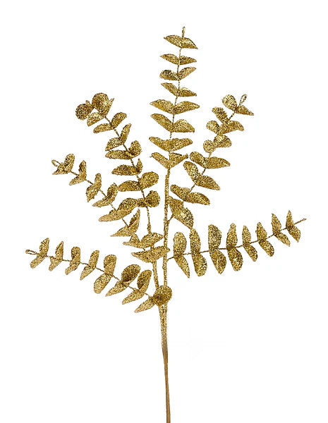 17"L GLITTER EVA EUCALYPTUS PICK GOLD