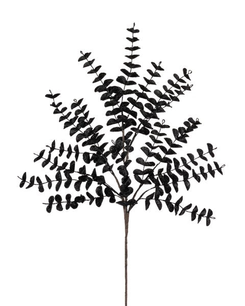 27"L GLITTER EVA EUCALYPTUS SPRAY BLACK - Burlap and Bling Decor