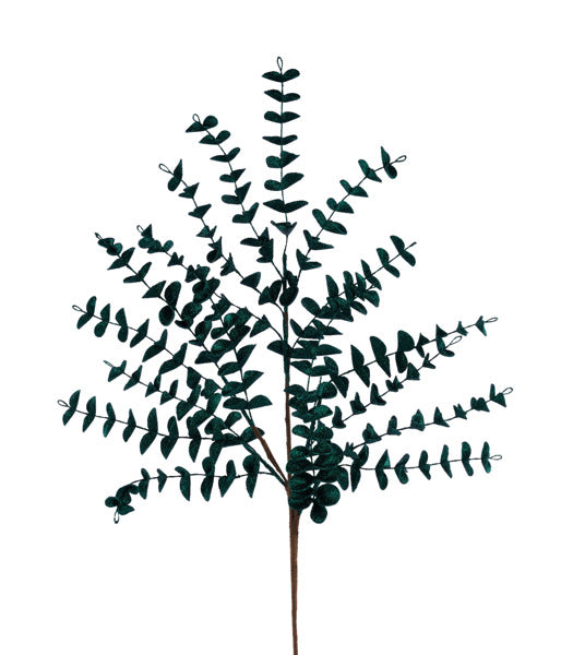 27"L GLITTER EVA EUCALYPTUS SPRAY HUNTER GREEN - Burlap and Bling Decor