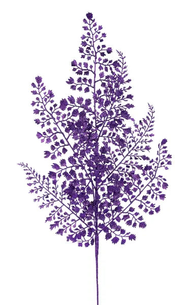 23"L GLITTER MAIDENHAIR FERN SPRAY PURPLE