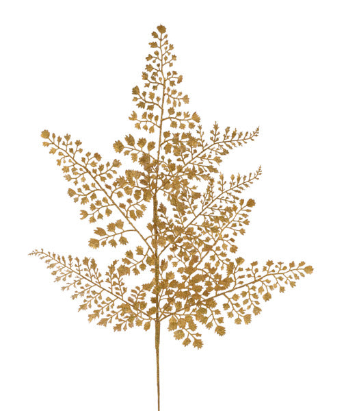 23"L GLITTER MAIDENHAIR FERN SPRAY LASER GOLD - Burlap and Bling Decor