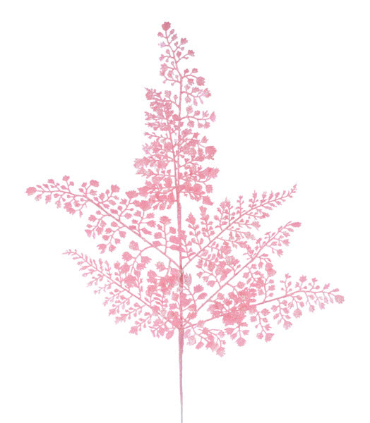 23"L GLITTER MAIDENHAIR FERN SPRAY IRIDESCENT PINK - Burlap and Bling Decor