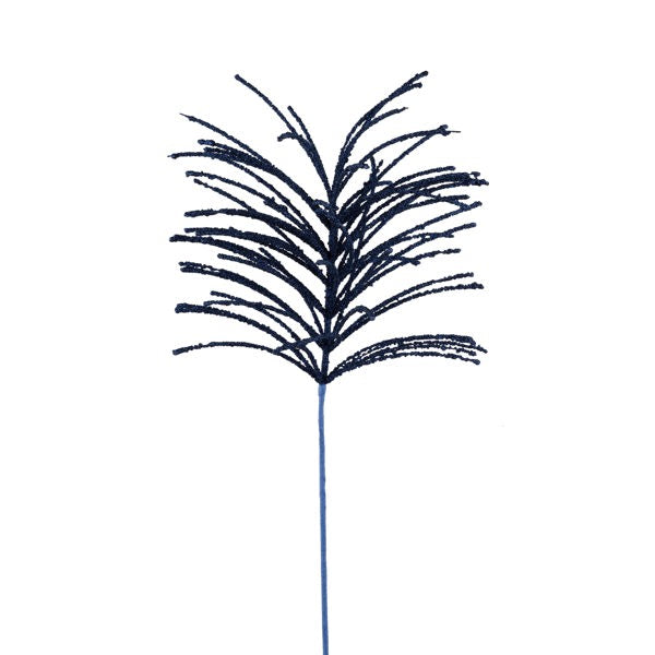 24"L GLITTTER LONG NEEDLE PINE STEM NAVY BLUE - Burlap and Bling Decor
