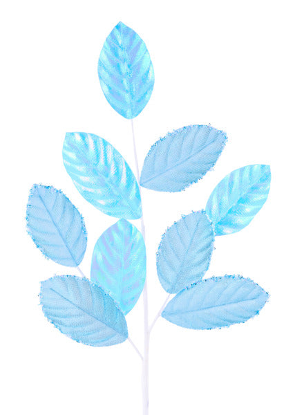 27"L METALLIC/IRIDESCENT LEAF SPRAY BLUE