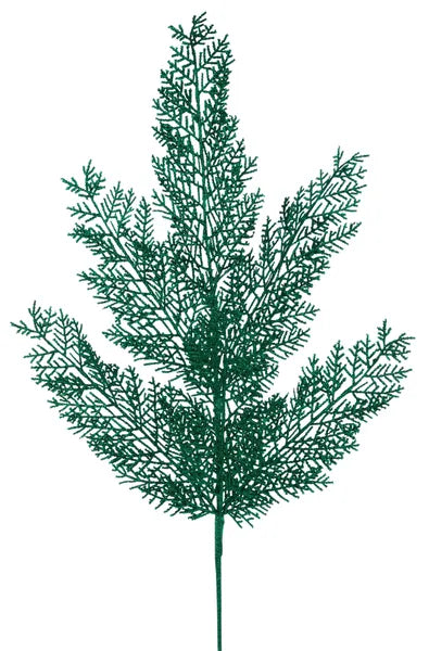 29"L GLITTER FERN SPRAY EMERALD GREEN - Burlap and Bling Decor