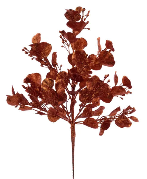 17.5"L GLITTER EUCALYPTUS BUSH COPPER - Burlap and Bling Decor