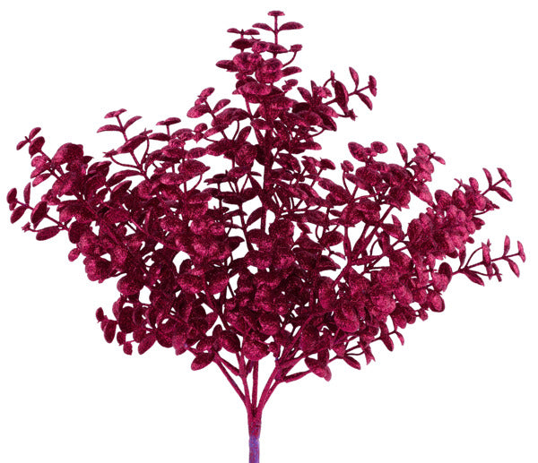 12"L GLITTER BOXWOOD BUSH HOT PINK - Burlap and Bling Decor