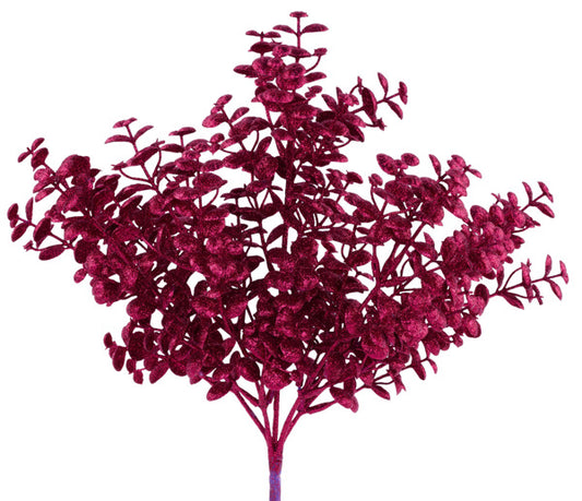 12"L GLITTER BOXWOOD BUSH HOT PINK - Burlap and Bling Decor