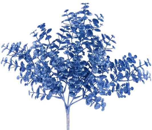 12"L GLITTER BOXWOOD BUSH SMOKE BLUE - Burlap and Bling Decor