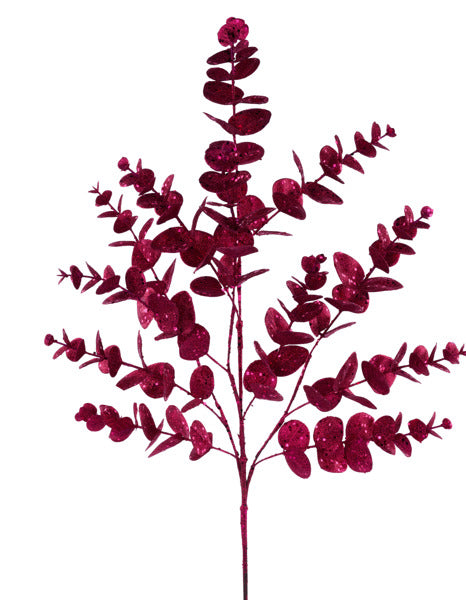 33.5"L GLITTER SEEDED EUCALYPTUS SPRAY HOT PINK - Burlap and Bling Decor