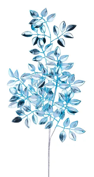 26"L METALLIC LEAF CLUSTER SPRAY BLUE - Burlap and Bling Decor