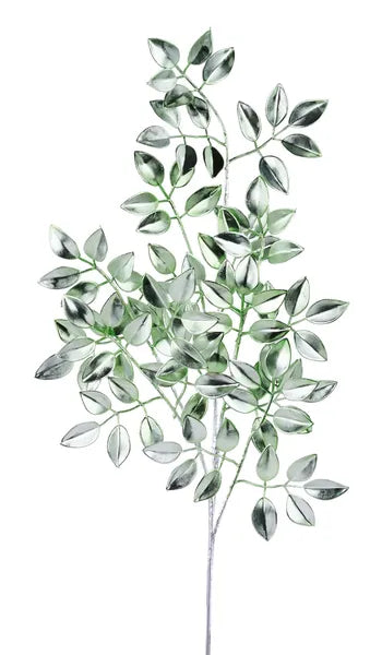 26"L METALLIC LEAF CLUSTER SPRAY GREEN - Burlap and Bling Decor