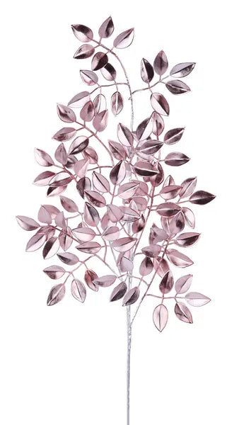 26"L METALLIC LEAF CLUSTER SPRAY PINK - Burlap and Bling Decor