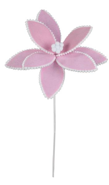 12.25"DIA FELT POINSETTIA ON 19.5"L STEM PINK - Burlap and Bling Decor