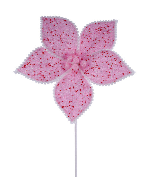 22"L GLTTR/SPRINKLES/SNOWBALL POINSETTIA PINK/RED/WHITE - Burlap and Bling Decor