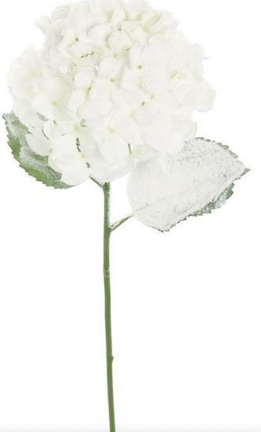 FROSTED HYDRANGEA SPRAY, 27"; 8" BLOOM, WHITE - Burlap and Bling Decor