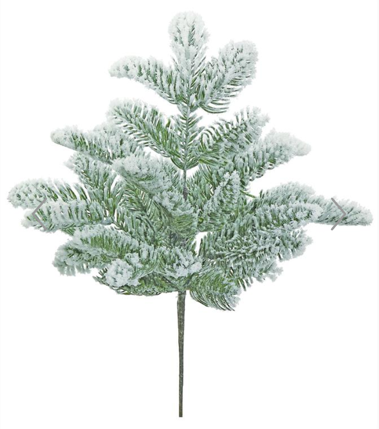 SNOWY NOBLE FIR BUSH, 19", GREEN - Burlap and Bling Decor