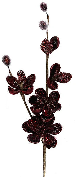 34" BURGUNDY WILD MINI MAGNOLIA SPRAY - Burlap and Bling Decor