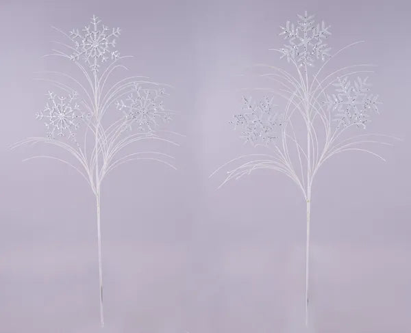 2 ASST 32"L GLITTER SNOWFLAKE SPRAY WHITE - Burlap and Bling Decor