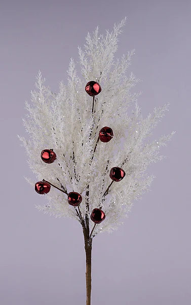 30"L GLTTR JUNIPER/JINGLE BELL SPRAY WHITE/SHINY BURGUNDY
