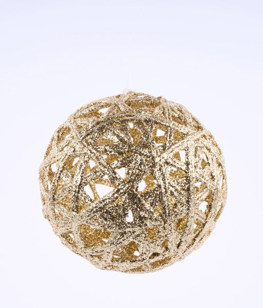 5" GLITTER LATTICE BALL GOLD - Burlap and Bling Decor