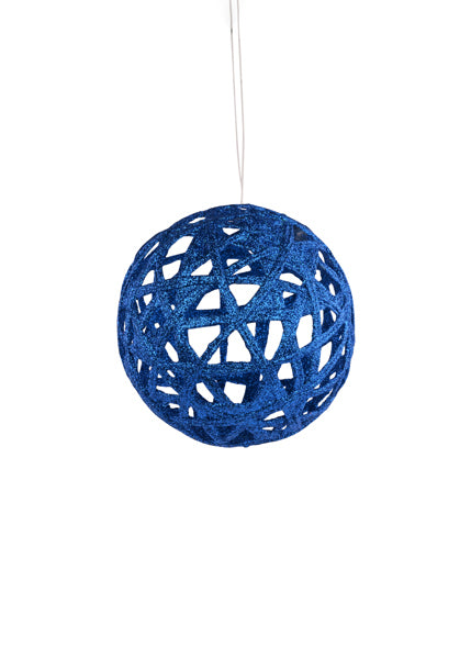 5" GLITTER LATTICE BALL ROYAL BLUE - Burlap and Bling Decor