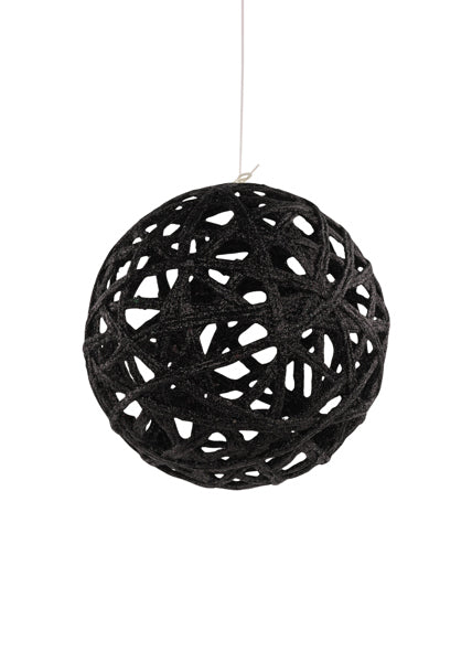 6" GLITTER LATTICE BALL BLACK - Burlap and Bling Decor