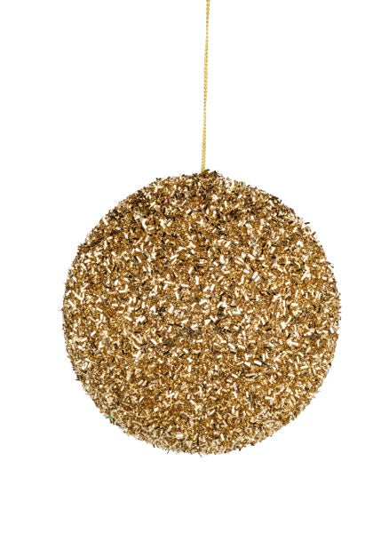 5"DIA V CUT FOIL GLITTER BALL CHAMPAGNE - Burlap and Bling Decor