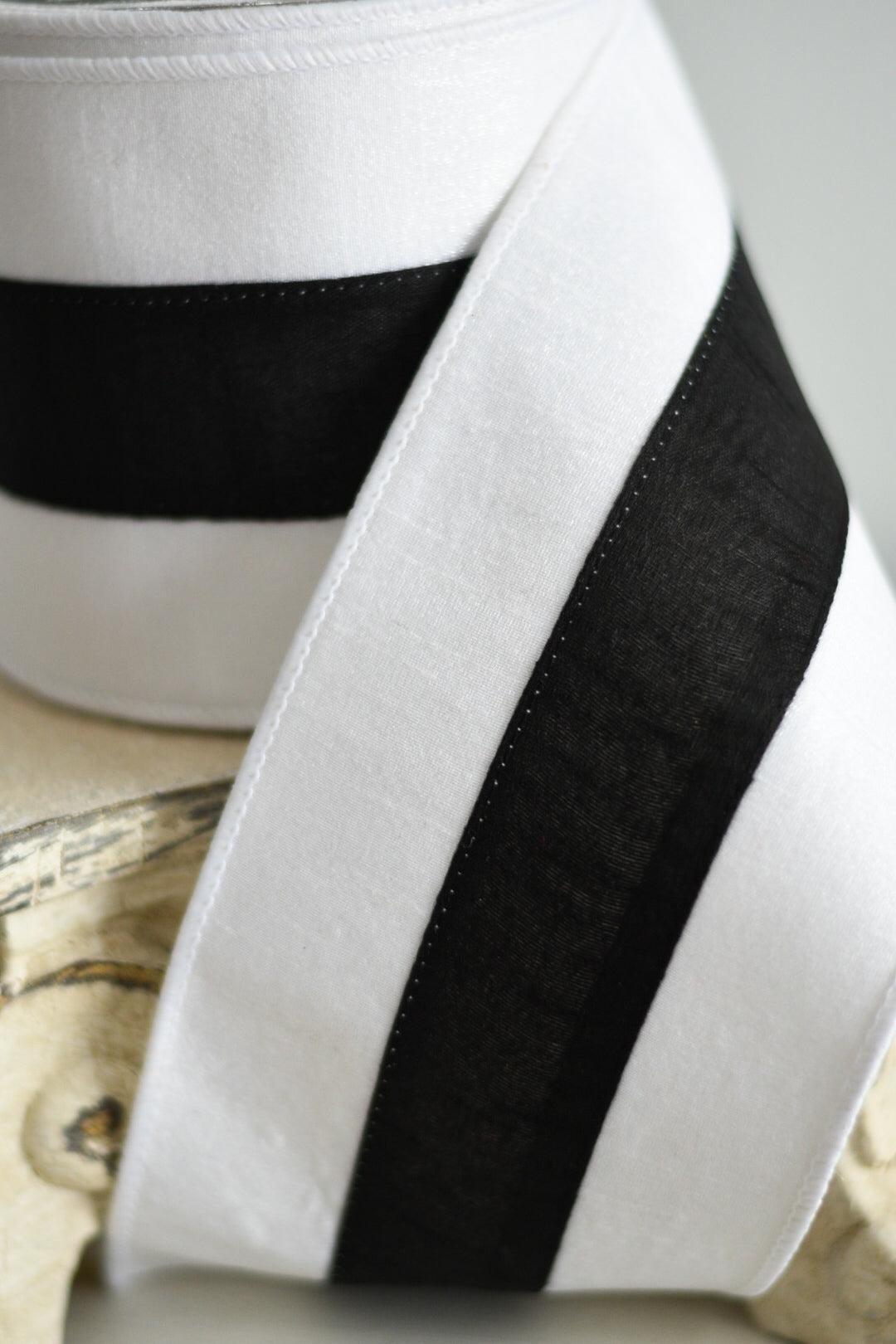 ACCENT STRIPE - 4in X 10YD / BLACK AND WHITE - Burlap and Bling Decor