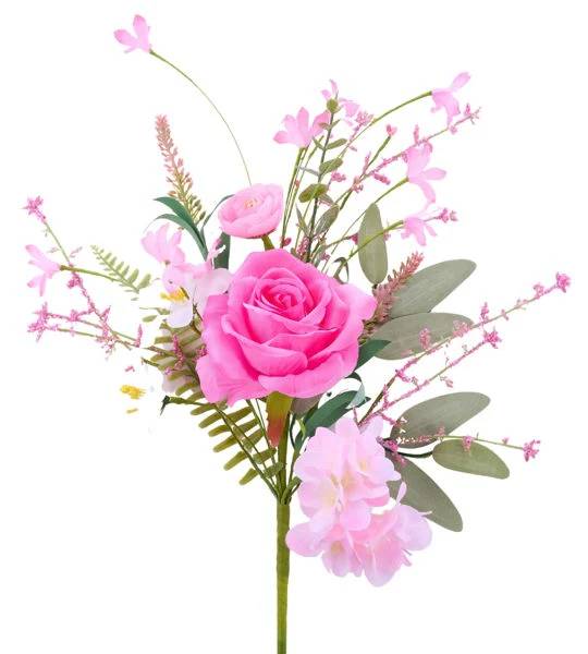 Pink rose and hydrangea artificial summer flowers
