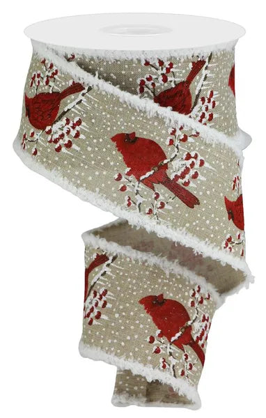 2.5"X10YD CARDINAL/BERRY/DRIFT WIRED RIBBON - Burlap and Bling Decor