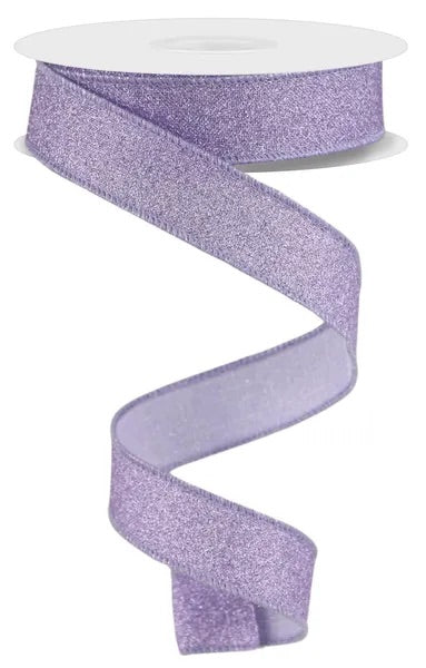 7/8"X10YDS FINE GLITTER ON ROYAL LAVENDER WIRED RIBBON - Burlap and Bling Decor