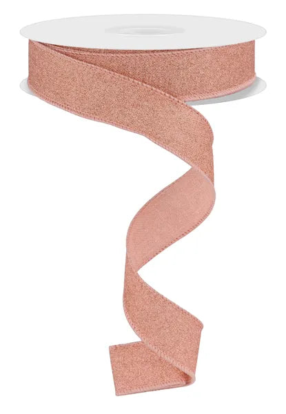 7/8"X10YD FINE GLITTER ON ROYAL ROSE GOLD - Burlap and Bling Decor