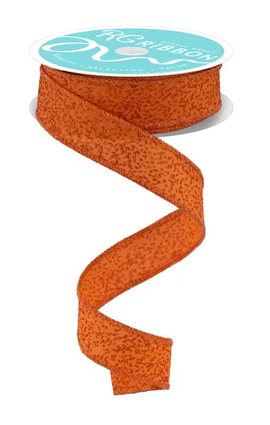 7/8"X10YD SPOTTED GLITTER ORANGE WIRED RIBBON - Burlap and Bling Decor