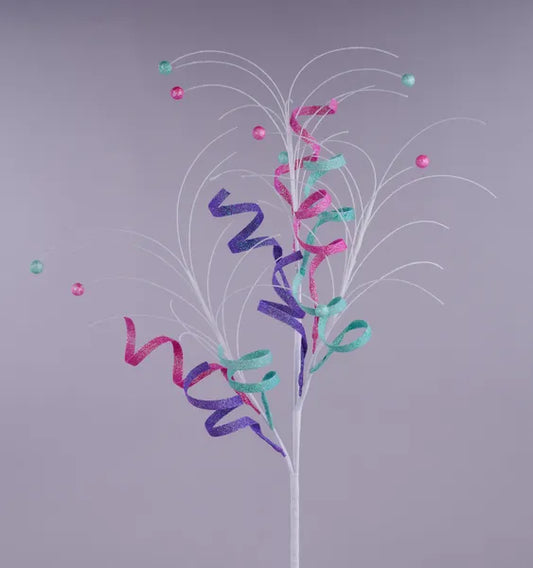 33"L GLTTR CURL/MONOFILAMENT BALL SPRAY LAVENDER/PINK/MINT - Burlap and Bling Decor